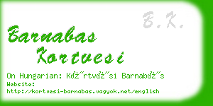 barnabas kortvesi business card